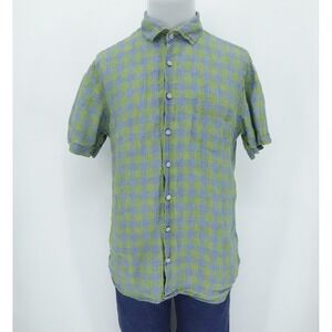 Rodd And Gunn Shirt Men Large Green Blue Linen Sports Fit Lightweight Preppy